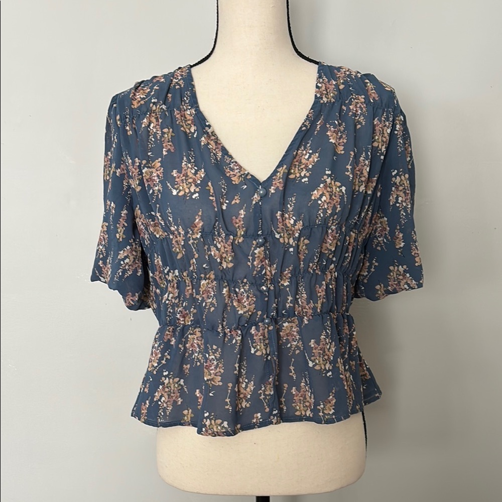Floral Blue Women's Top